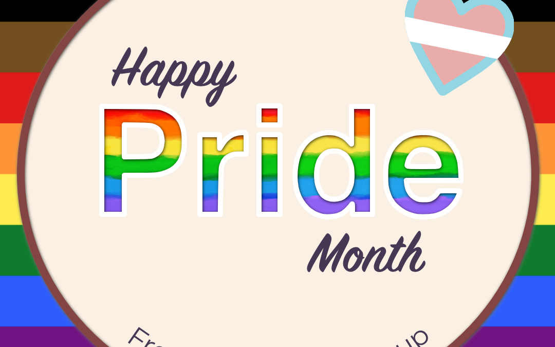 Text: Happy Pride Month with LGTBQ+ colours