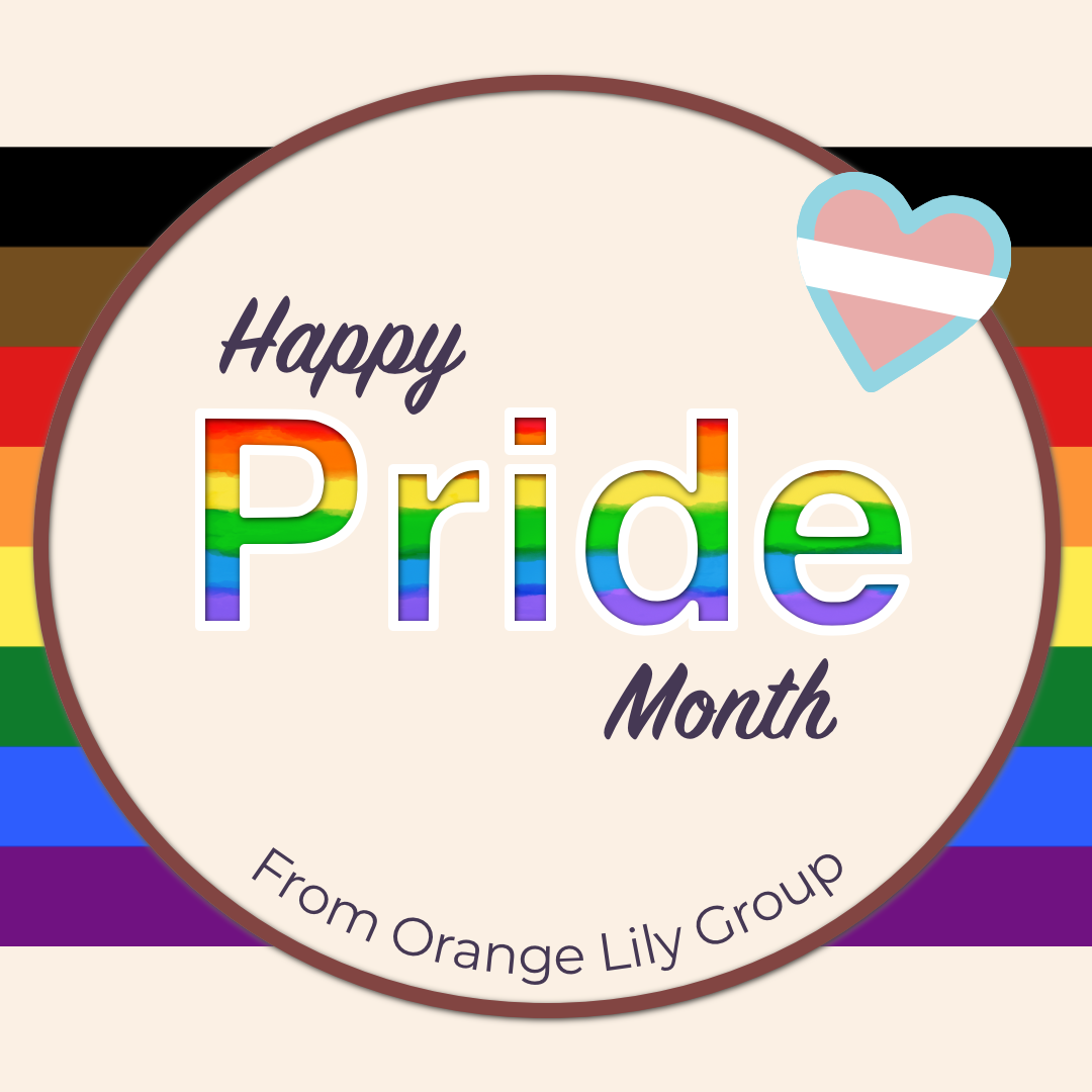 Text: Happy Pride Month with LGTBQ+ colours