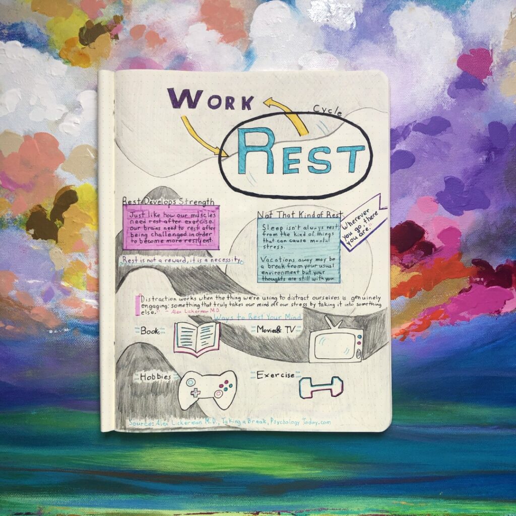 Notebook with notes on rest